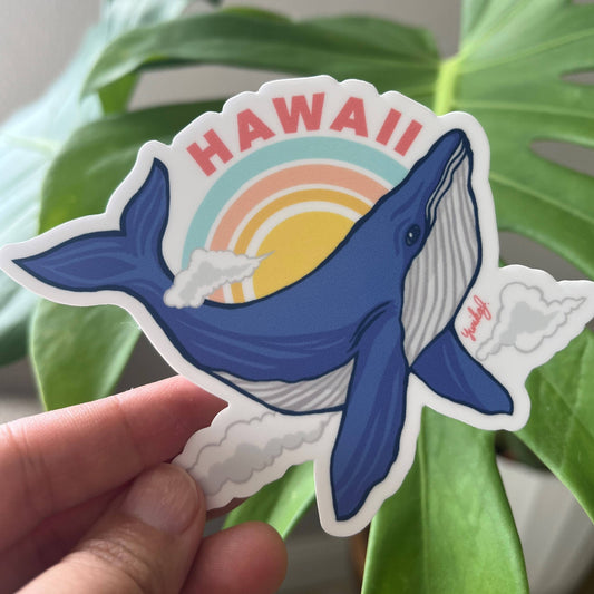 Rainbow Whale Sticker - Hawaii Island Series