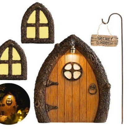 Fairy door with light and windows (Glow in The Dark)