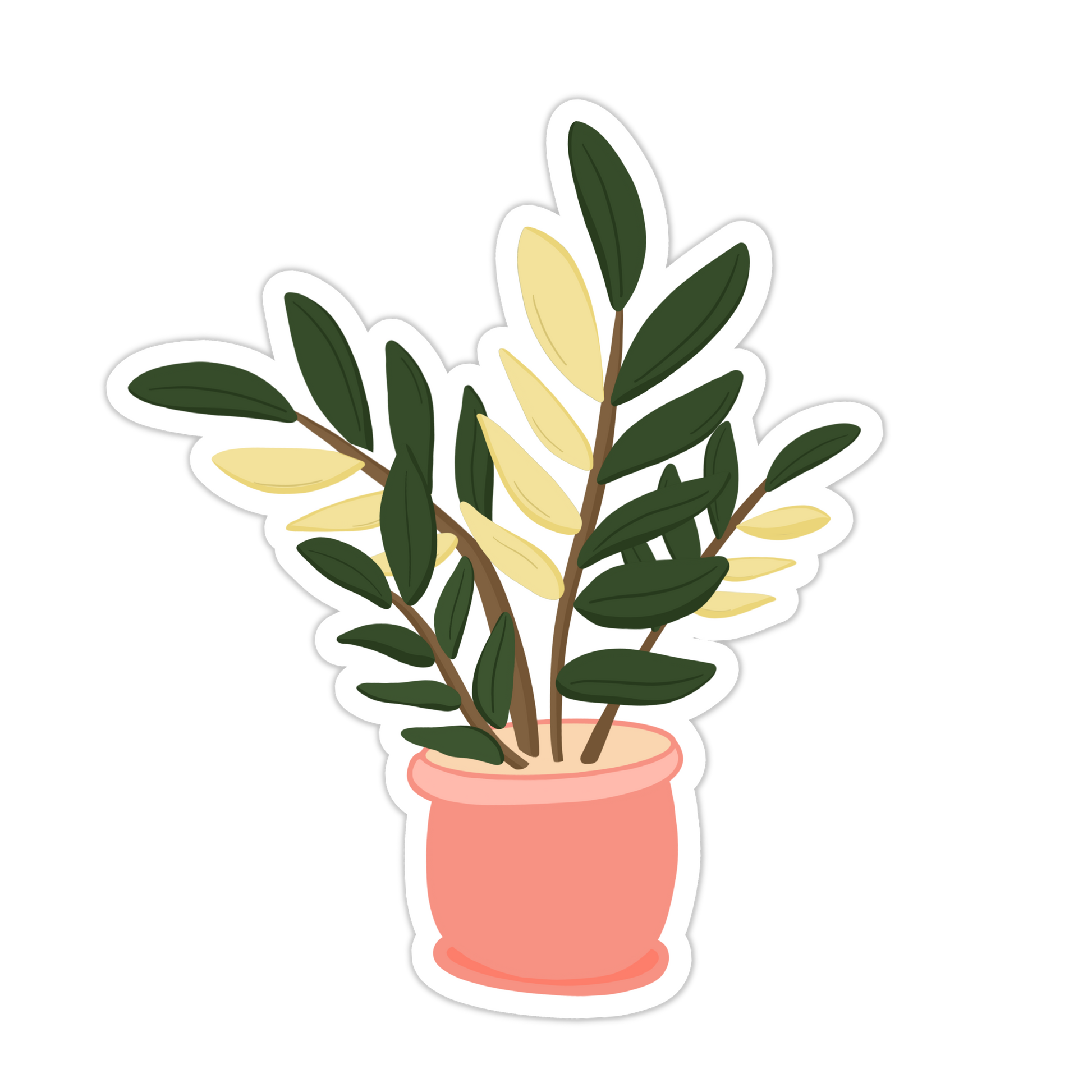 house plant stickers Variegated ZZ Plant Sticker – Mari's Gardens