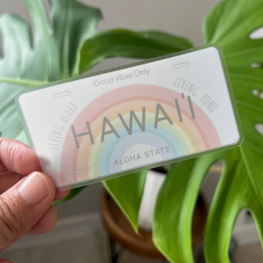 Hawaii License Plate Clear Sticker