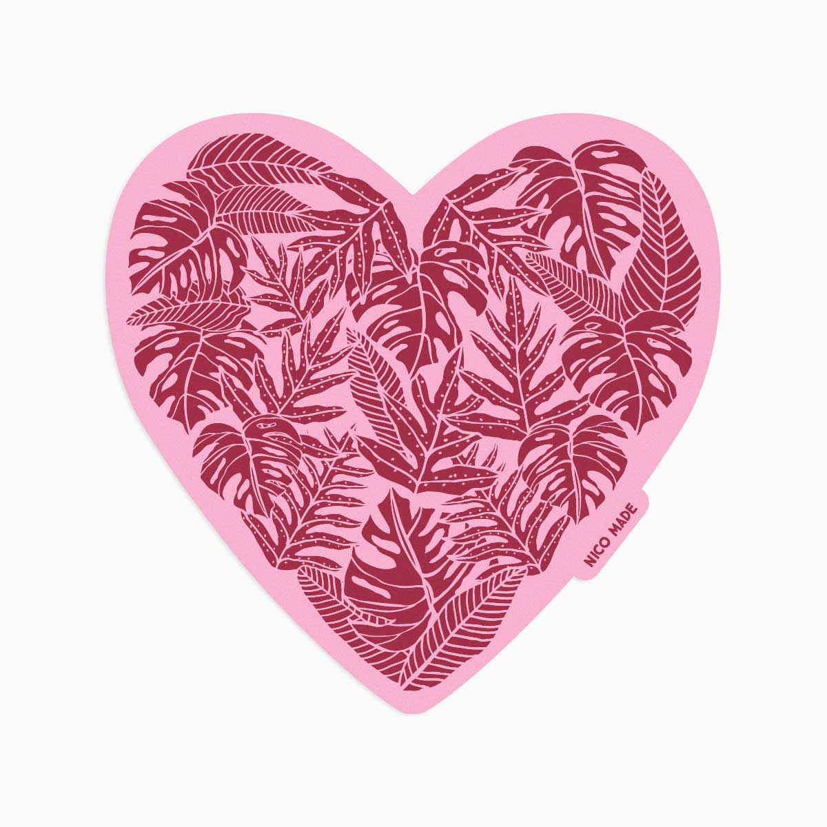 Fern Heart Pink Sticker